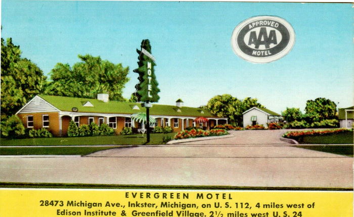 Evergreen Motel - Old Postcard And Promos (newer photo)